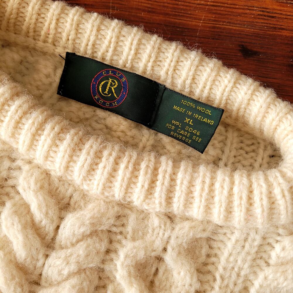 Vtg Charter Club Wool Cableknit Chunky Sweater Sz L - Picture 4 of 9